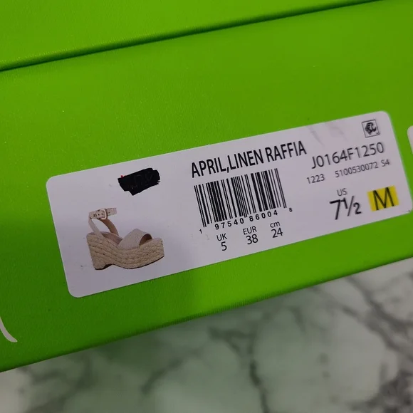 Sam Edelman April platform espadrille sandals Linen Raffia cream size 7.5 NEW - Picture 9 of 9